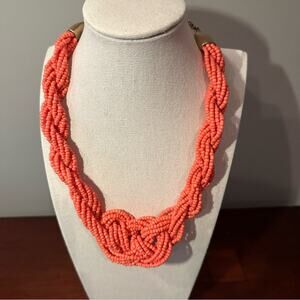 Talbots Seed Bead Choker Orange Necklace 60's 70's vtg Chunky Jewelry preppy